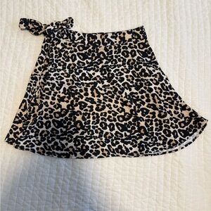 Topshop Black and Tan Leopard A-Line Skirt